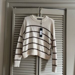 Jenni Kayne size small Cream and Brown Striped Sweater
